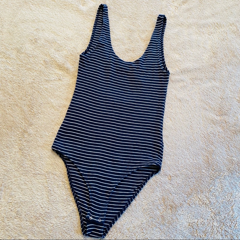 GAP Cutout Back Striped Bodysuit Tank Modal Size Small